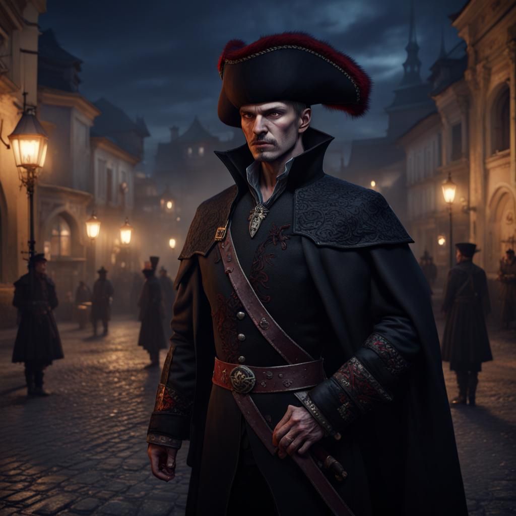 Vampire Cossack in Ukrainian Town: Matte Painting