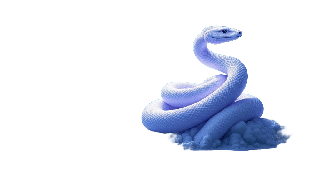 White Snake Coiled Under Moonlight