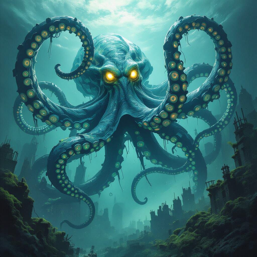 Kraken Emerges from Dark Ocean Depths