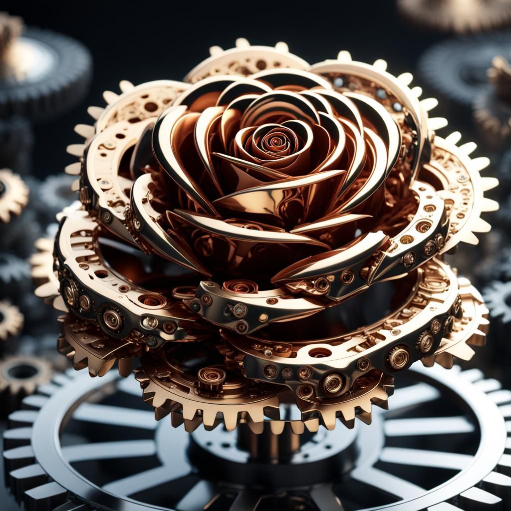 Futuristic Gear Rose in Sci-Fi Style