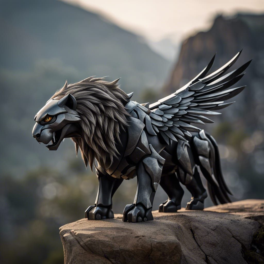Armored Sabertooth Eagle on Cliff Edge