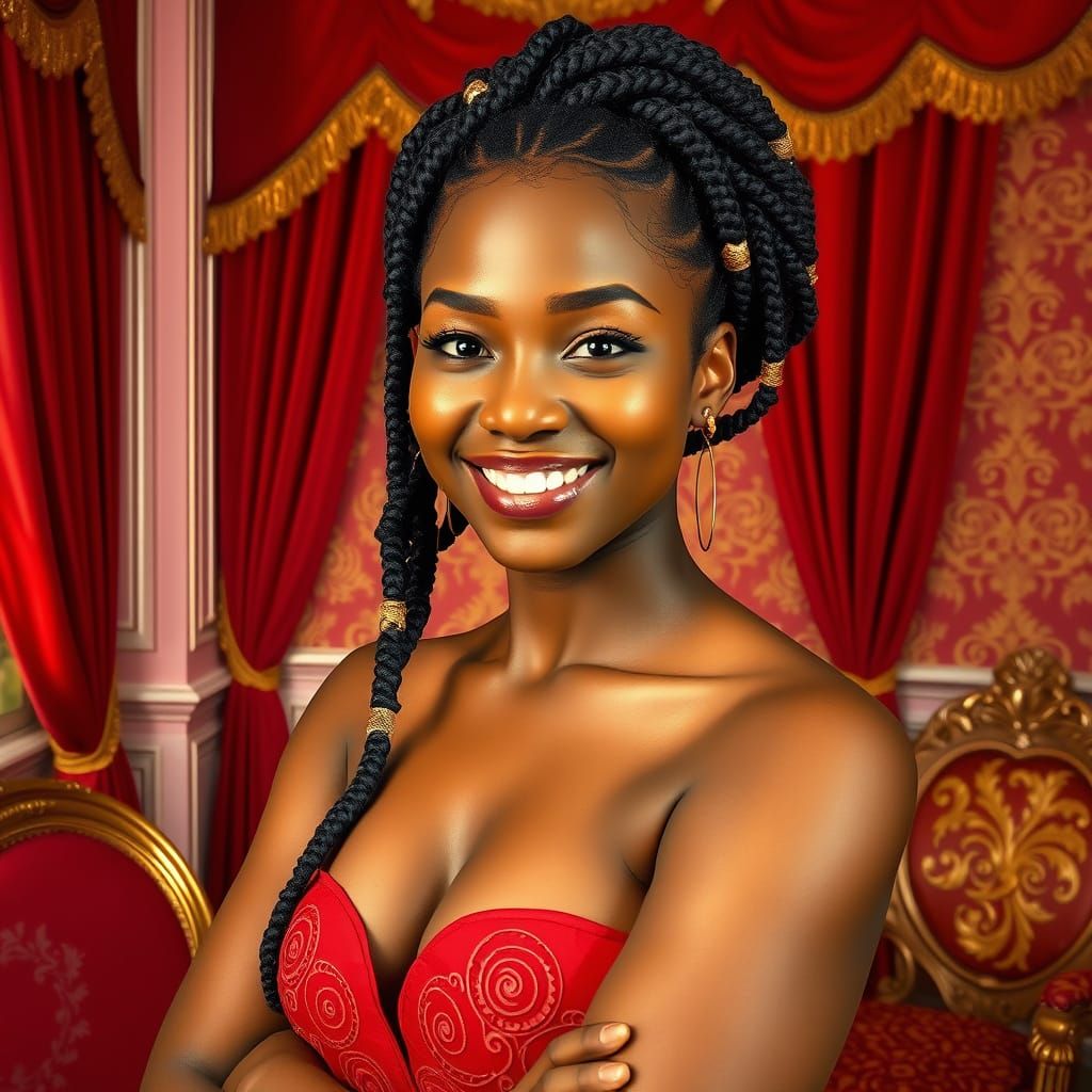 Radiant Woman in Opulent Room, Klimt-Inspired Art