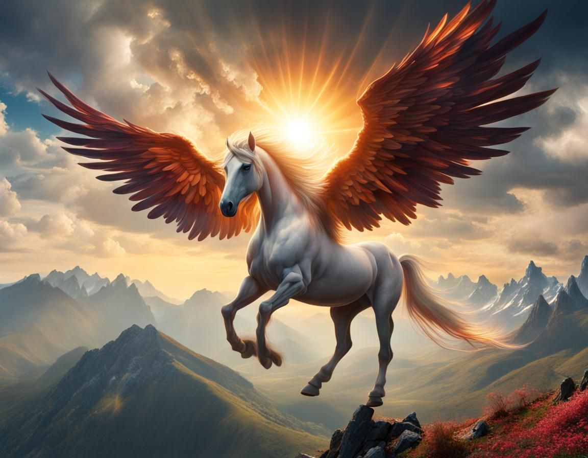 Pegasus in Flight: Epic Digital Matte Painting