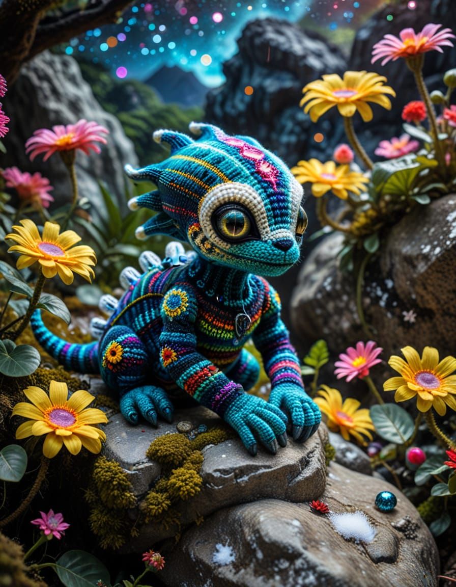 Klimt Crochet: Extinct Animals and Alien Xenomorph