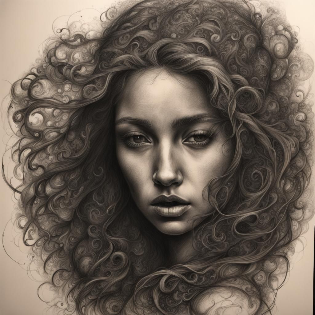 Golden Heart in Hyperdetailed Charcoal Drawing