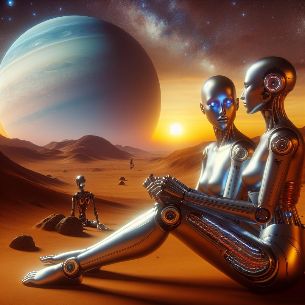 Chrome Androids in Martian Desert, Cybernetic Art