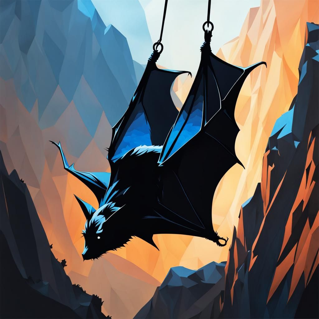 Bat Silhouette Portrait in Subterranean Landscape