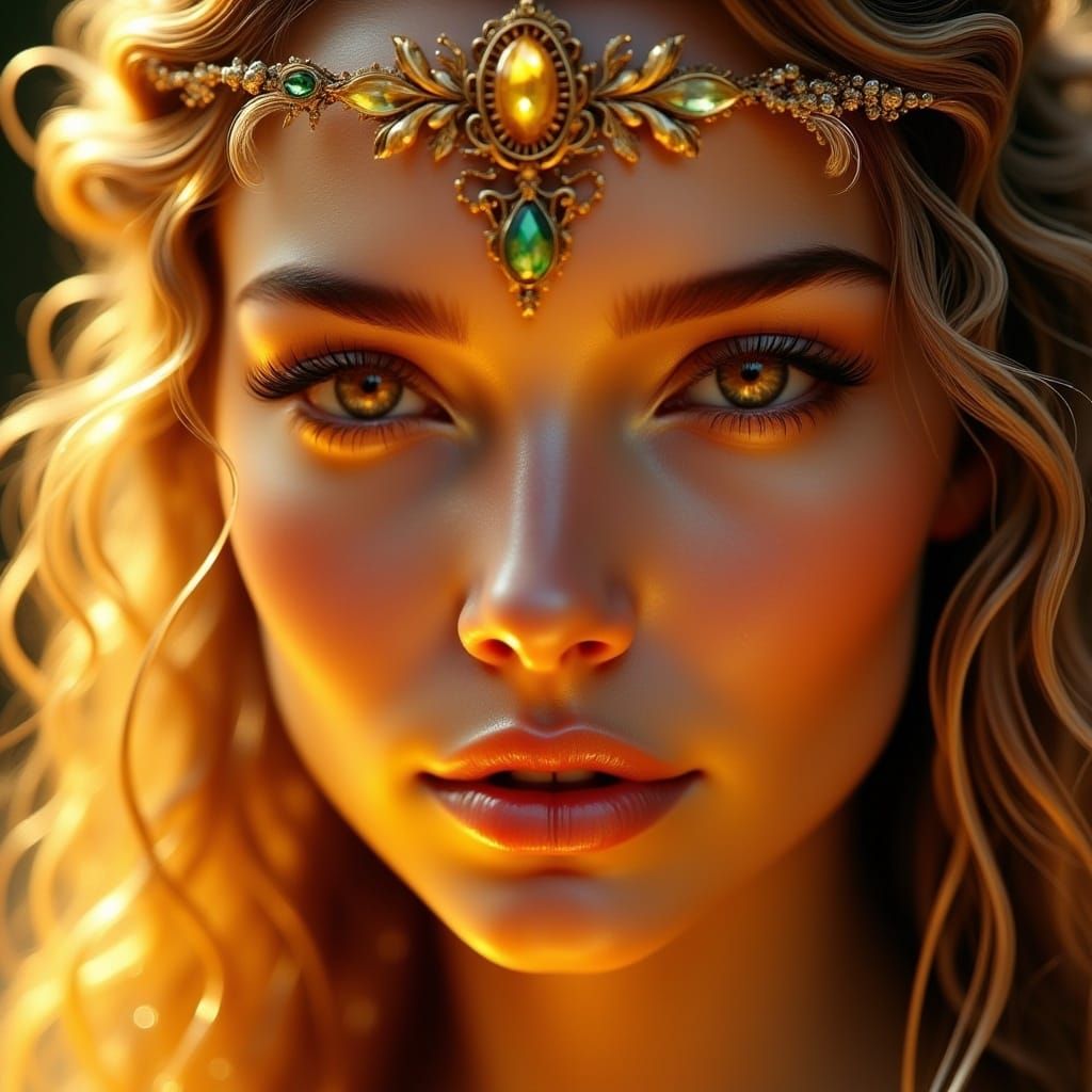 Norse Sun Goddess Portrait with Braided Hair