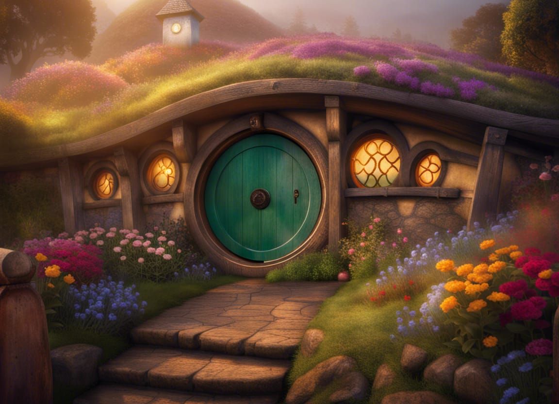 Charming Hobbit Hole in Ethereal Fantasy Style