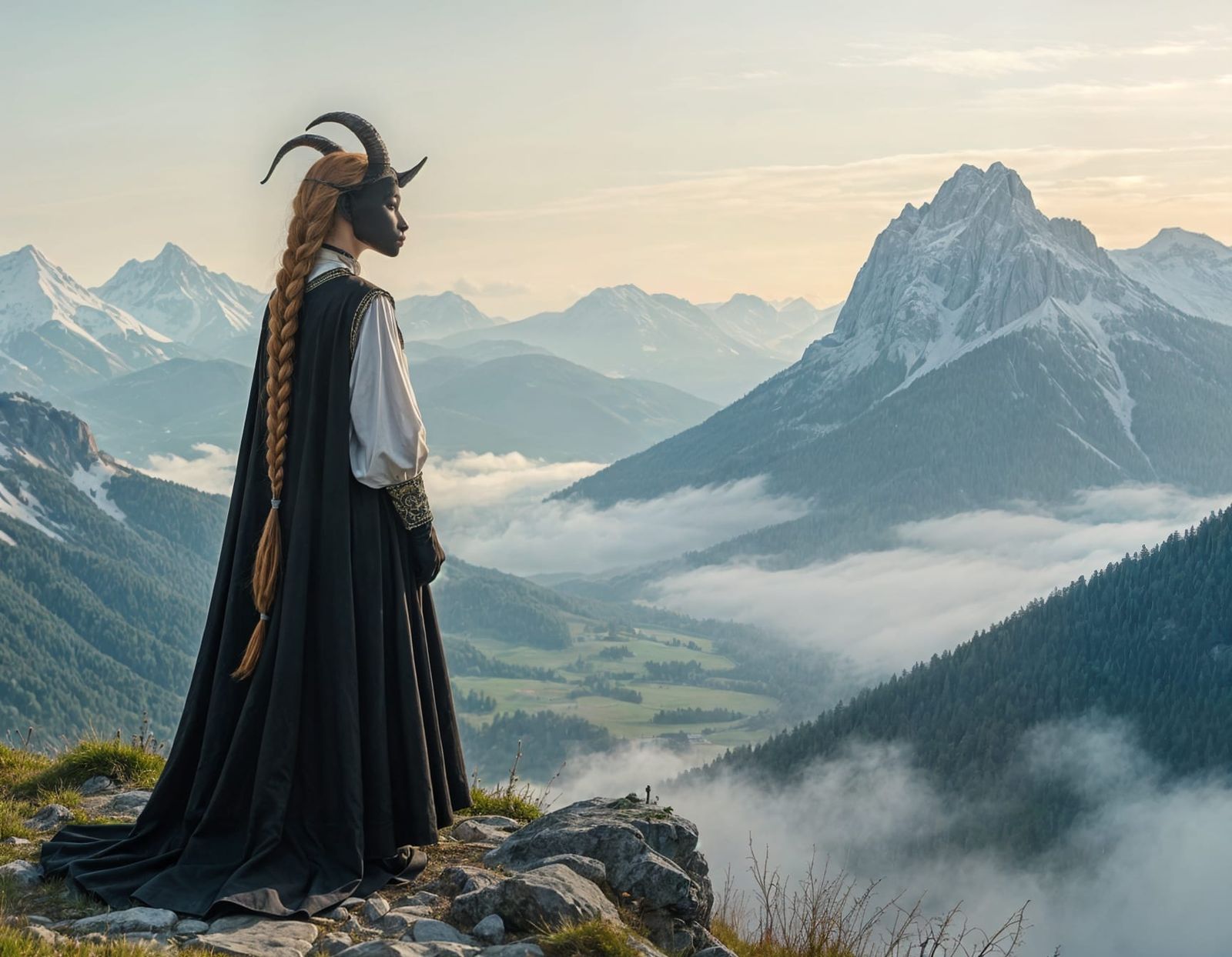 Mystical Goat-Pope Oracle Maiden on Misty Peak