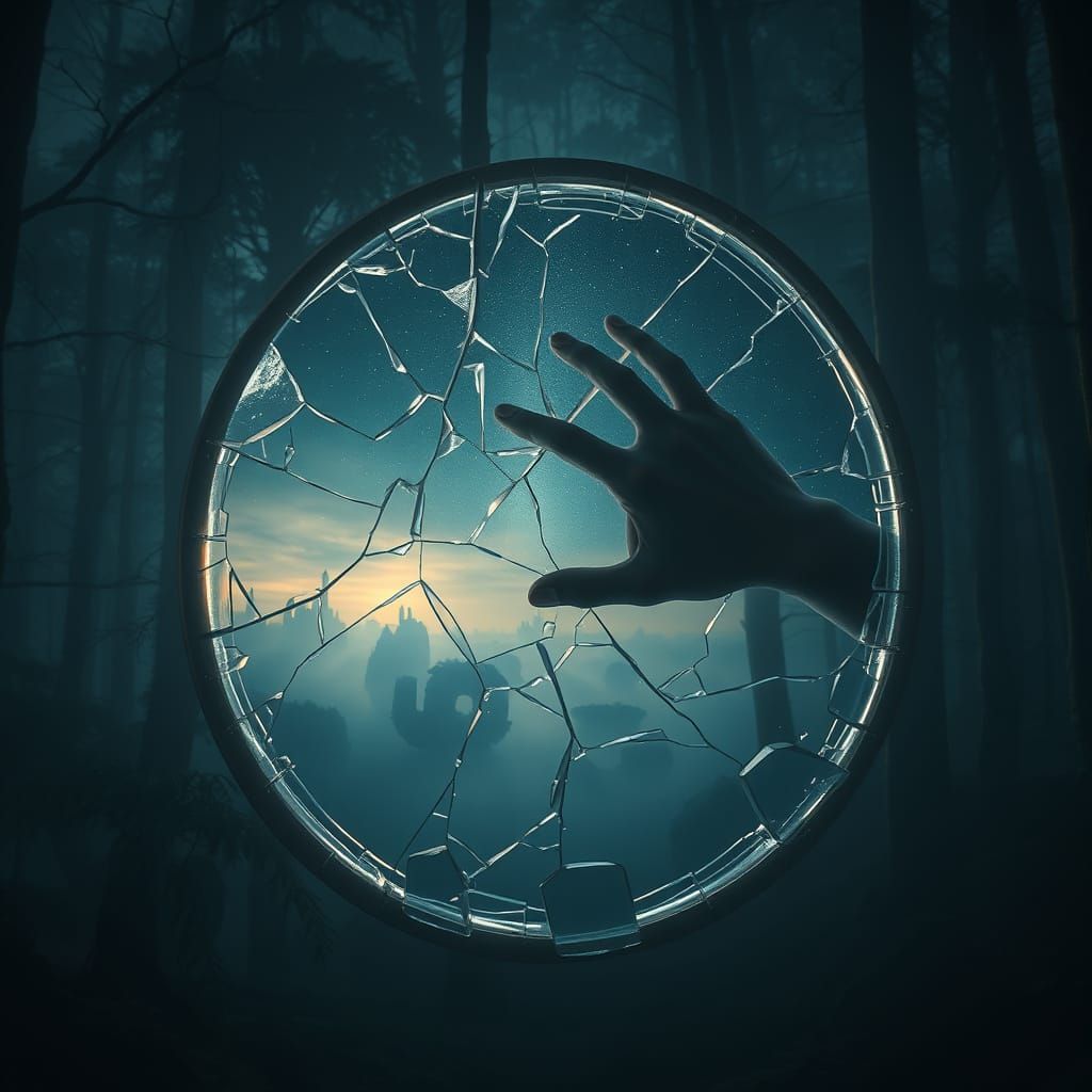 Surreal Mirror Portal to Floating Islands