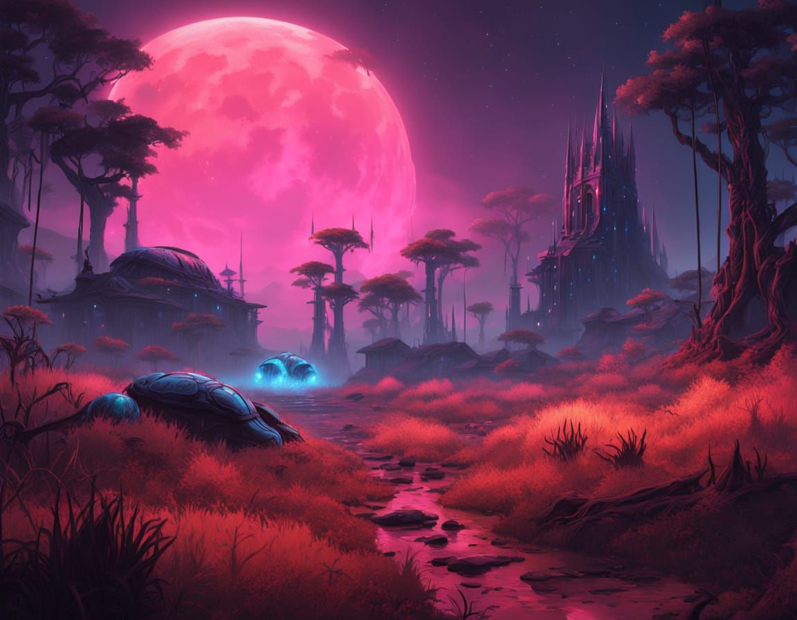 Glowing Biomechanical Scarabs Walk Through a Martian Jungle ...