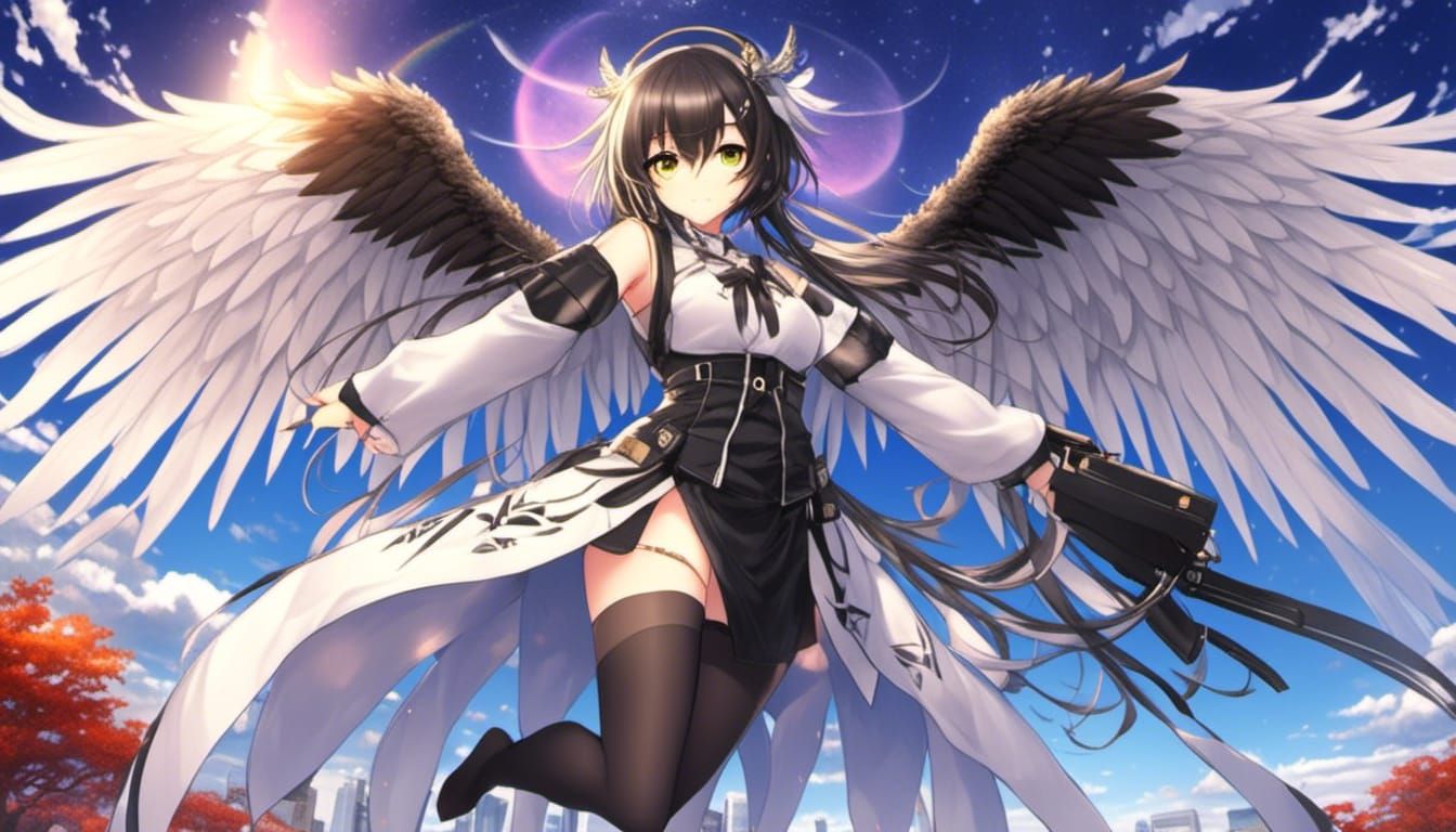 Anime Angel with Horns in Japanese Park