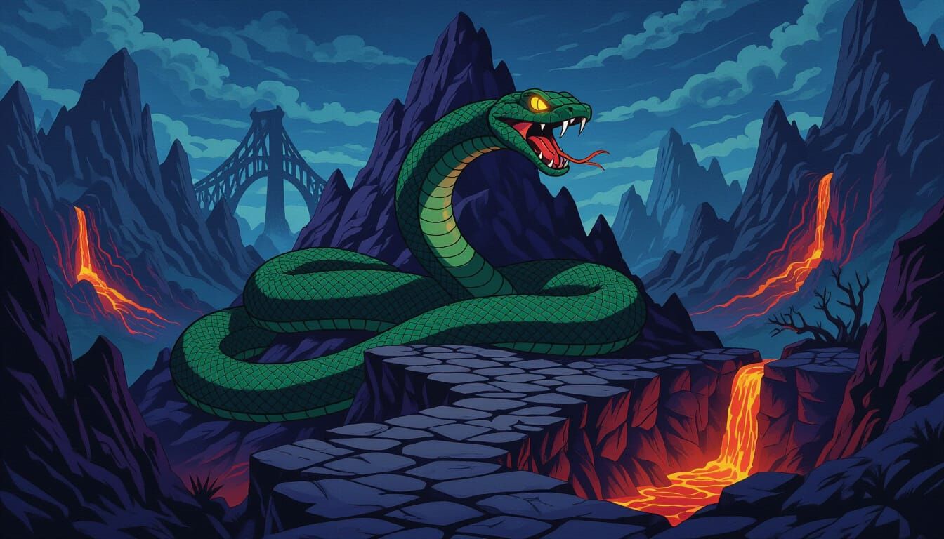 Snake Mountain: A Comic Book Art Illustration