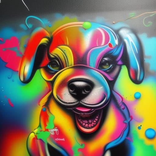 Colorful Graffiti Art of a Siamese Puppy