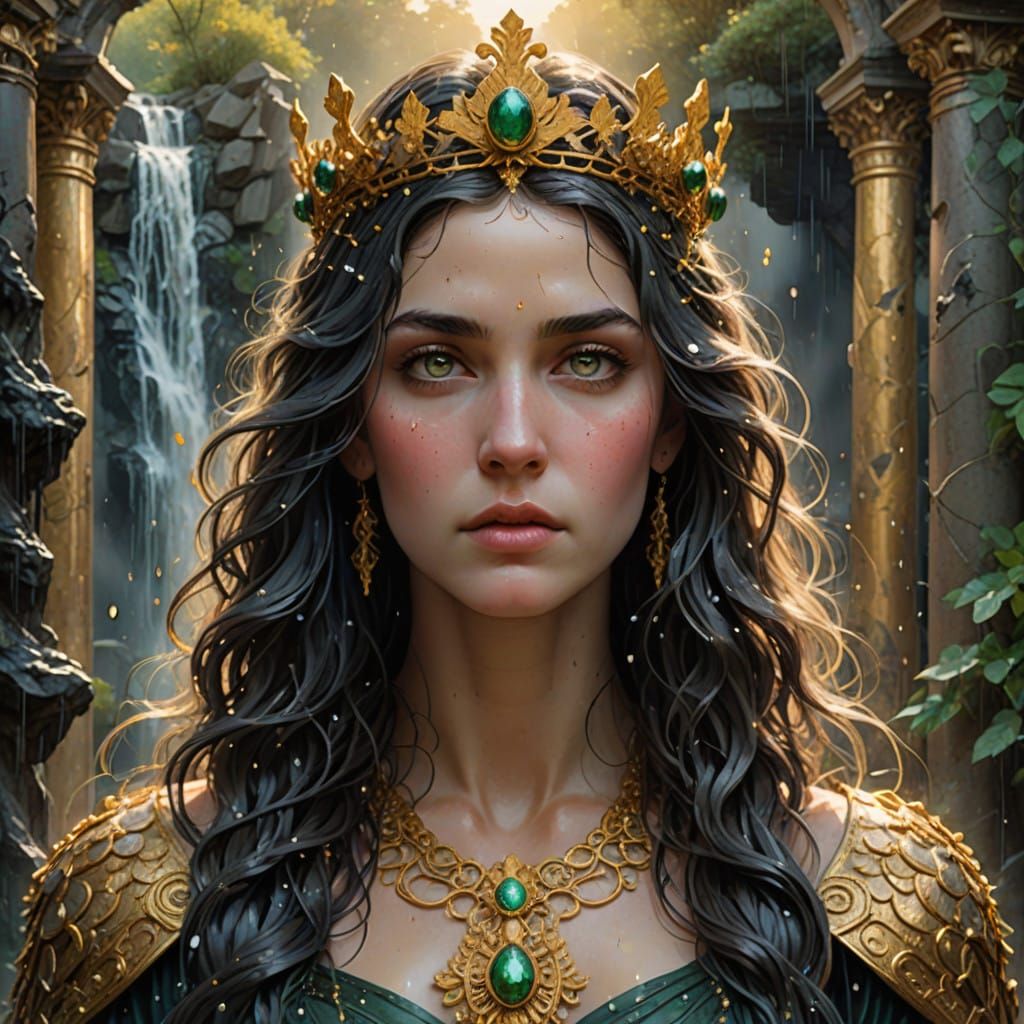 Hyper-Realistic Digital Watercolor Portrait of Aphrodite in....