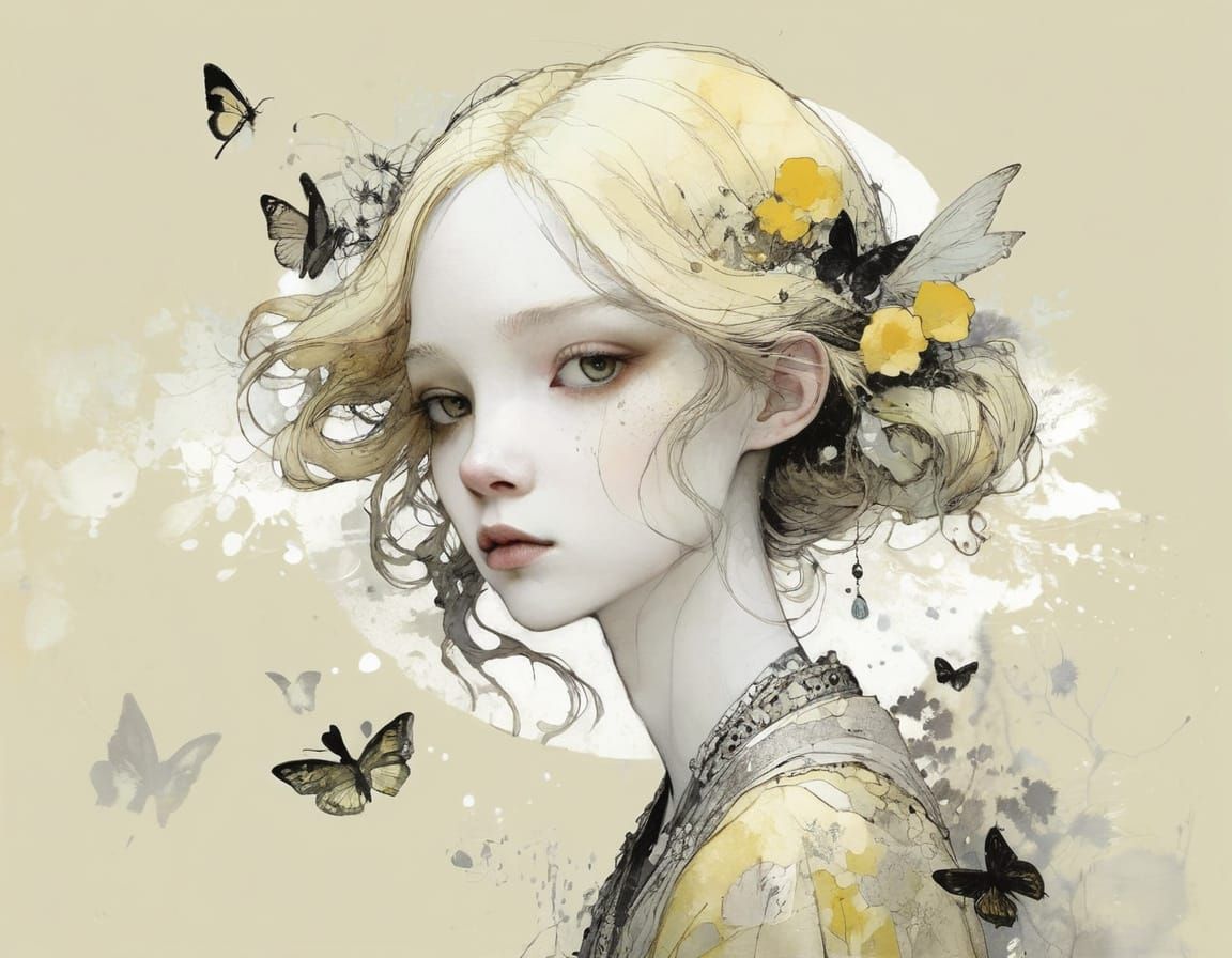 Ethereal Landscape in Vibrant Pale Yellow