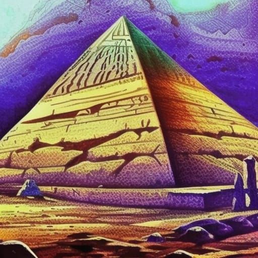 Magic Gothic Pyramid in Ancient Egypt, Watercolour Illustrat...