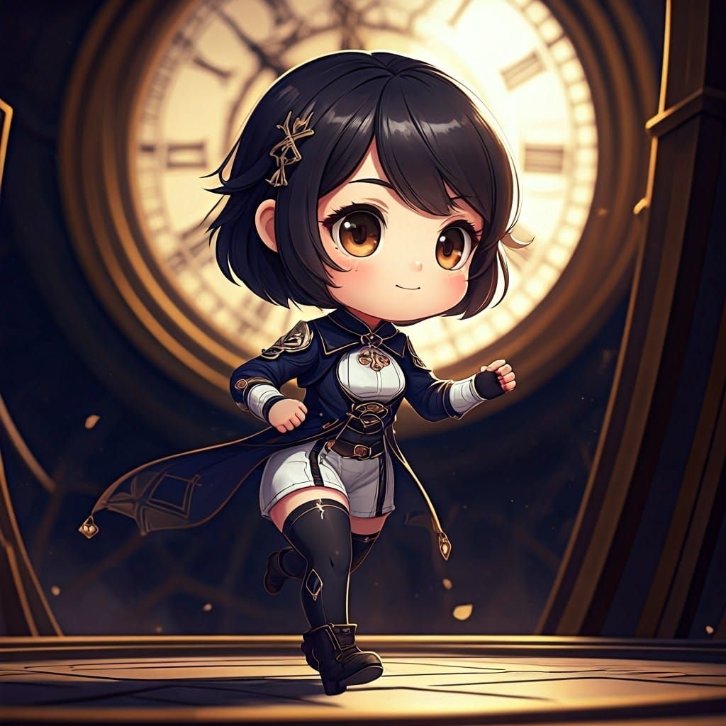 Chibi Time Traveler in a Clock Tower