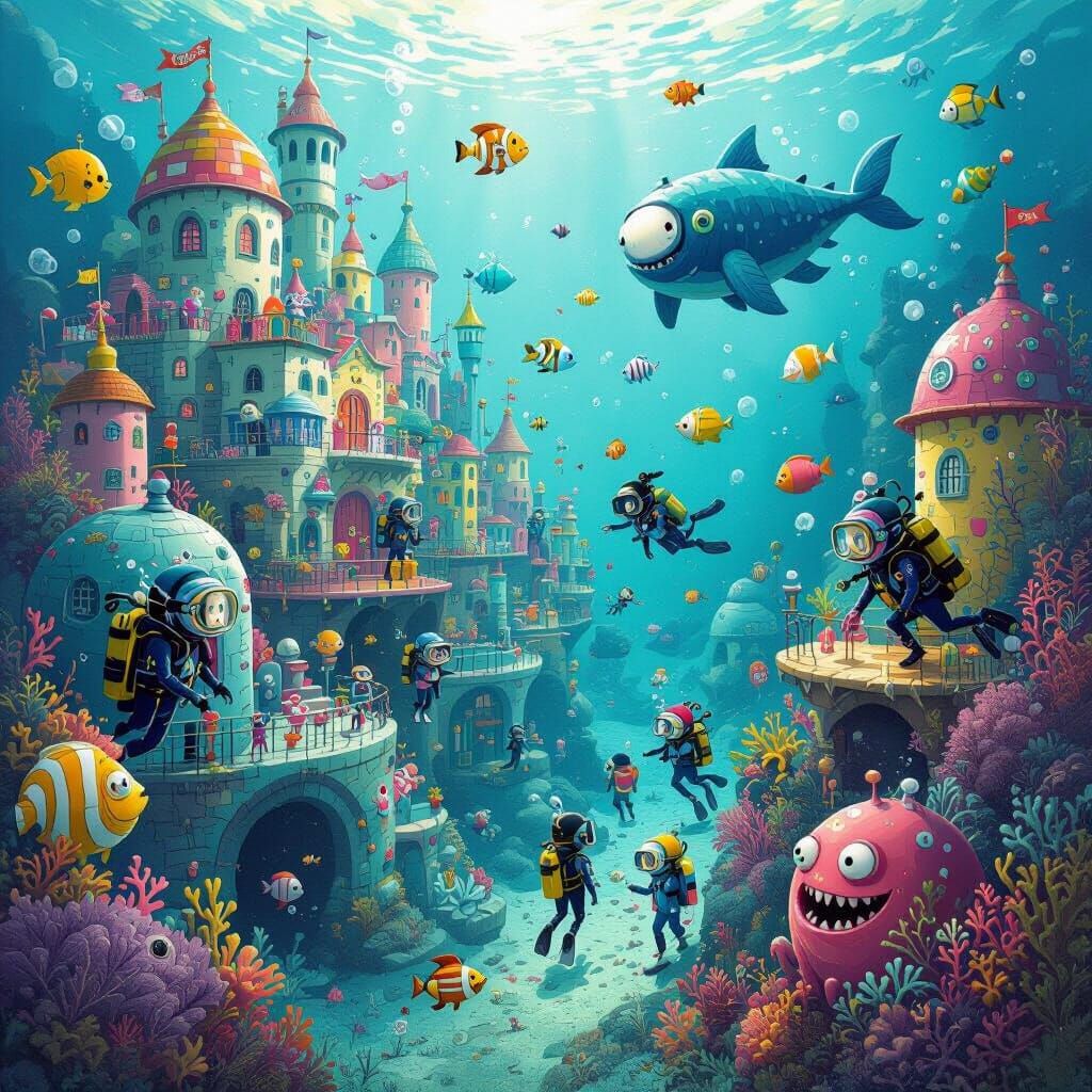 Humorous Underwater City Inspired by Garcia and Gurney