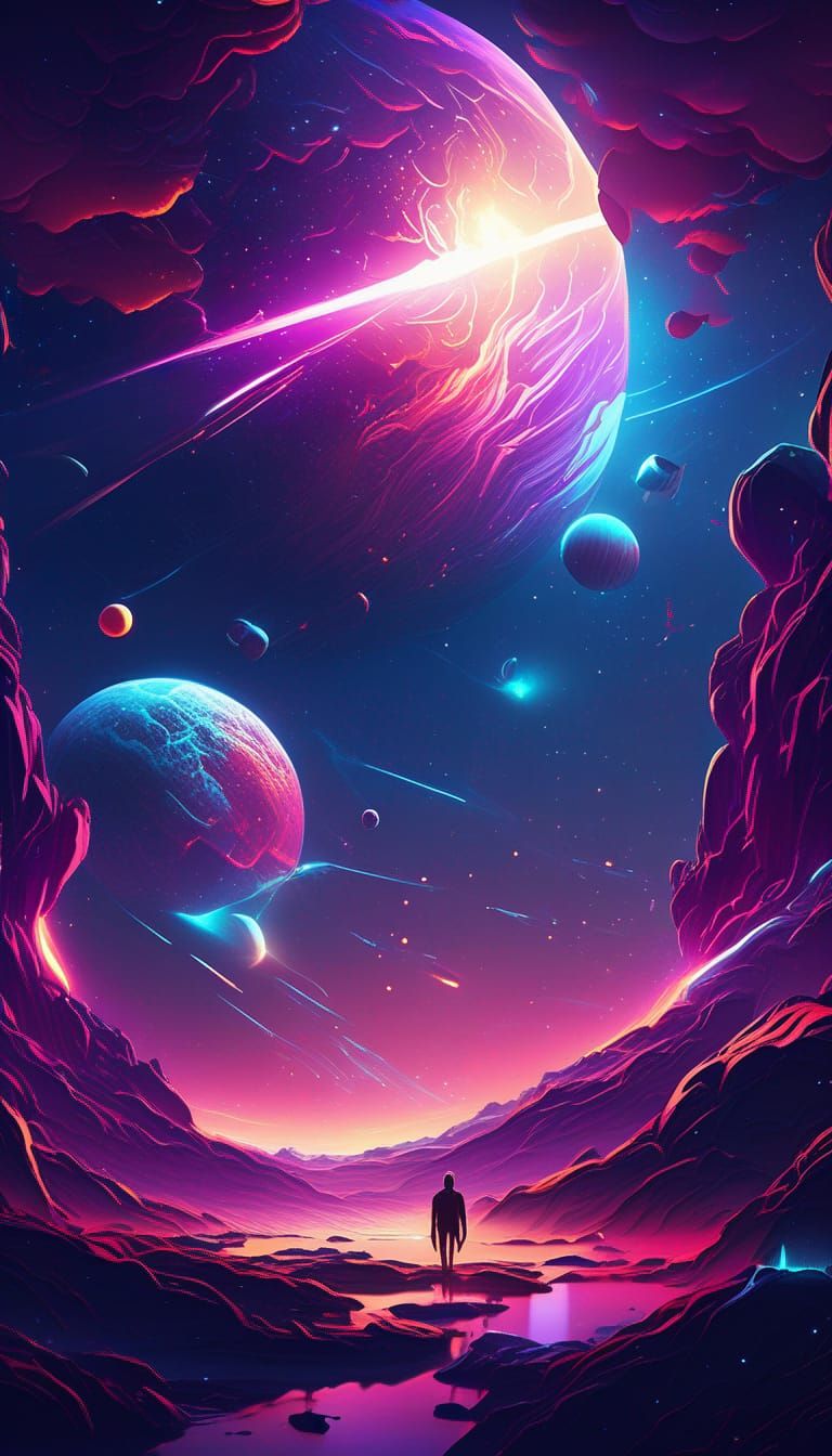 Cosmic Landscape Rendered with Parallax Effects