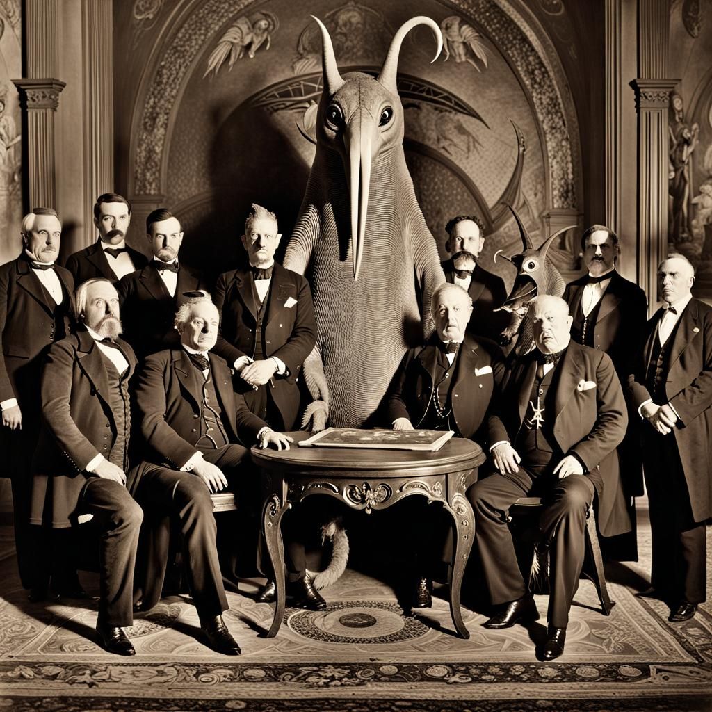 Grotesque Lovecraftian Monster in Sepia Photograph