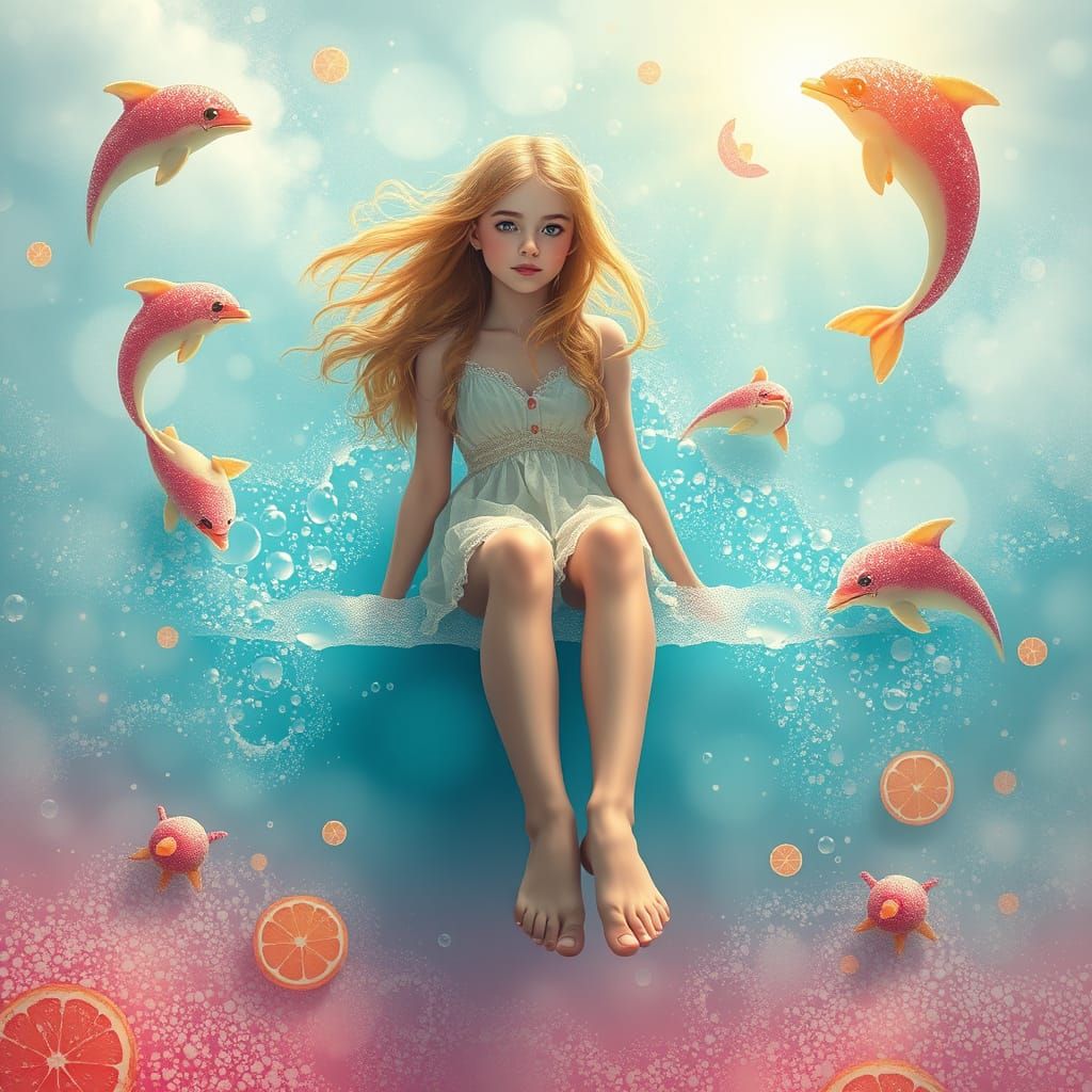 Dreamlike Soda Sea with Candy Creatures