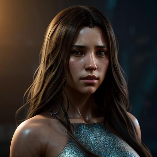 Detailed Portrait of Girl with Long Hair in Art Nouveau Styl...