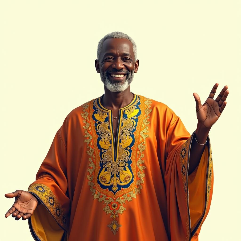 Warm Smile: Nigerian Man in Traditional Agbada