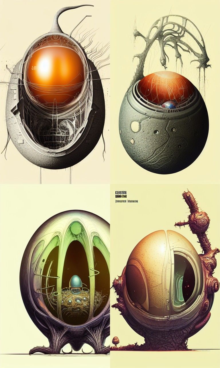 Alien Structure Cross-Section Inside Egg, Hyper-Realistic Ar...
