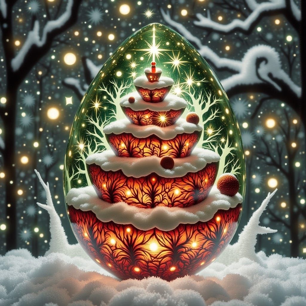 Christmas Cake Glass Ornament