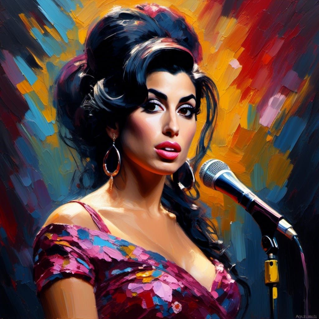 Amy Winehouse as Jazz Diva in Brush Stroke Style