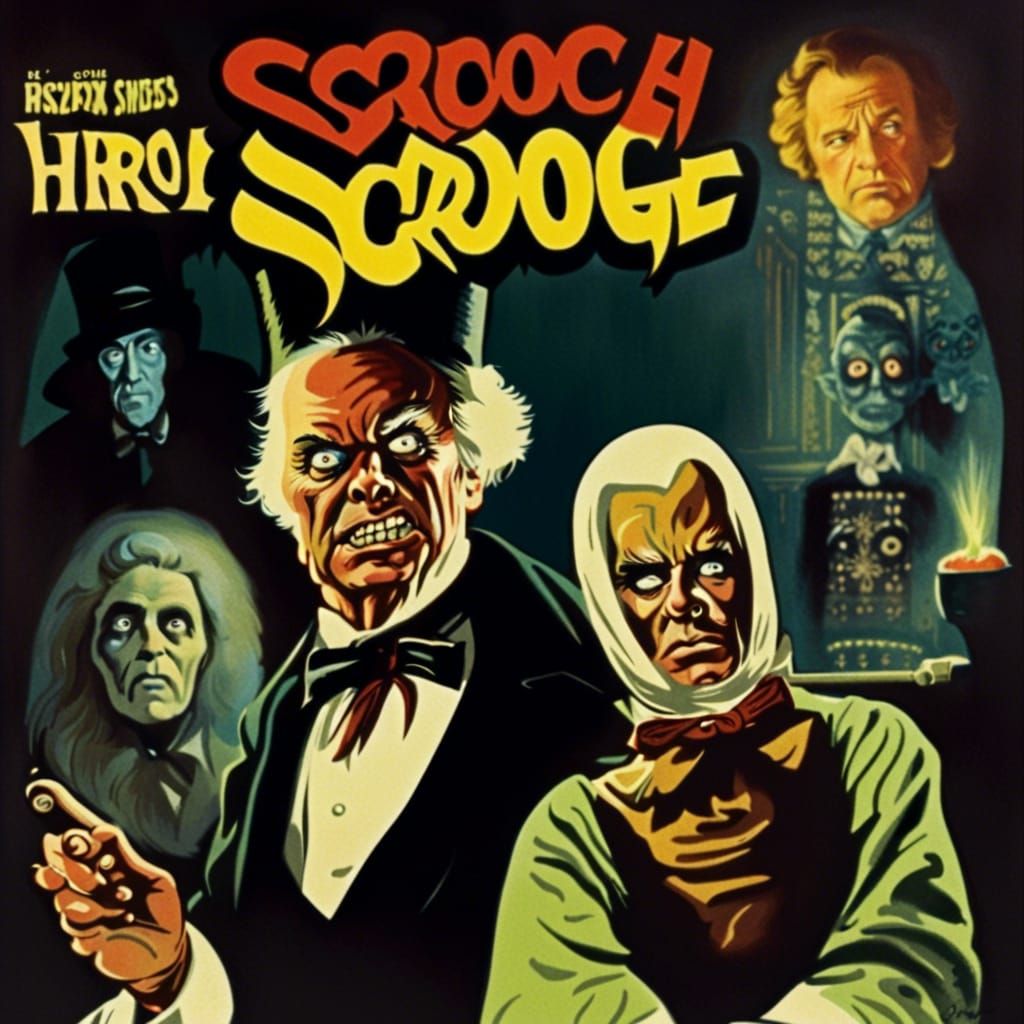 Scrooge in 1960s B-Movie Horror Poster