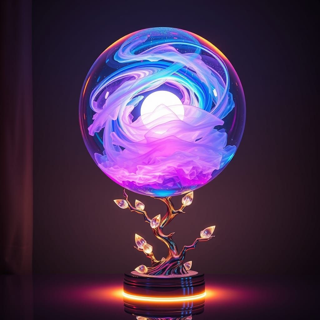 Levitating Solar System Lamp in Art Nouveau Style