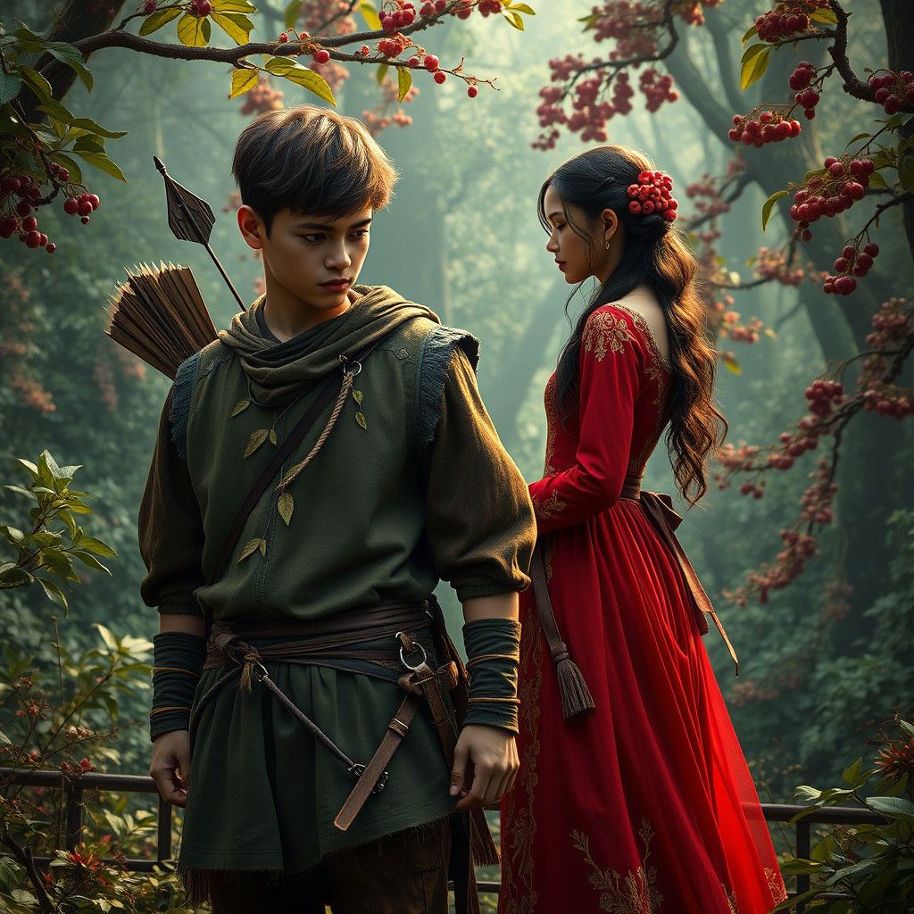 Mystical Forest Encounter: A Romantic Matte Painting