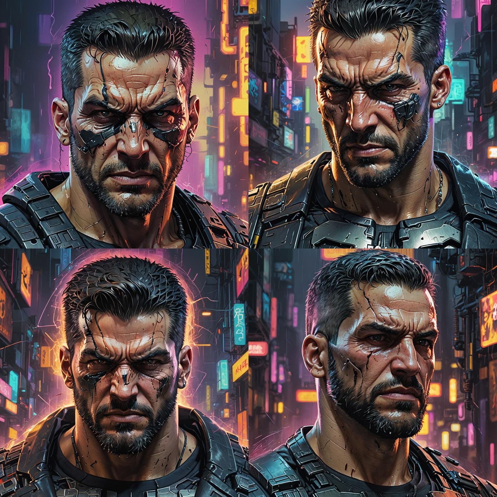 Cyberpunk Punisher Portrait in Hyperrealistic Style