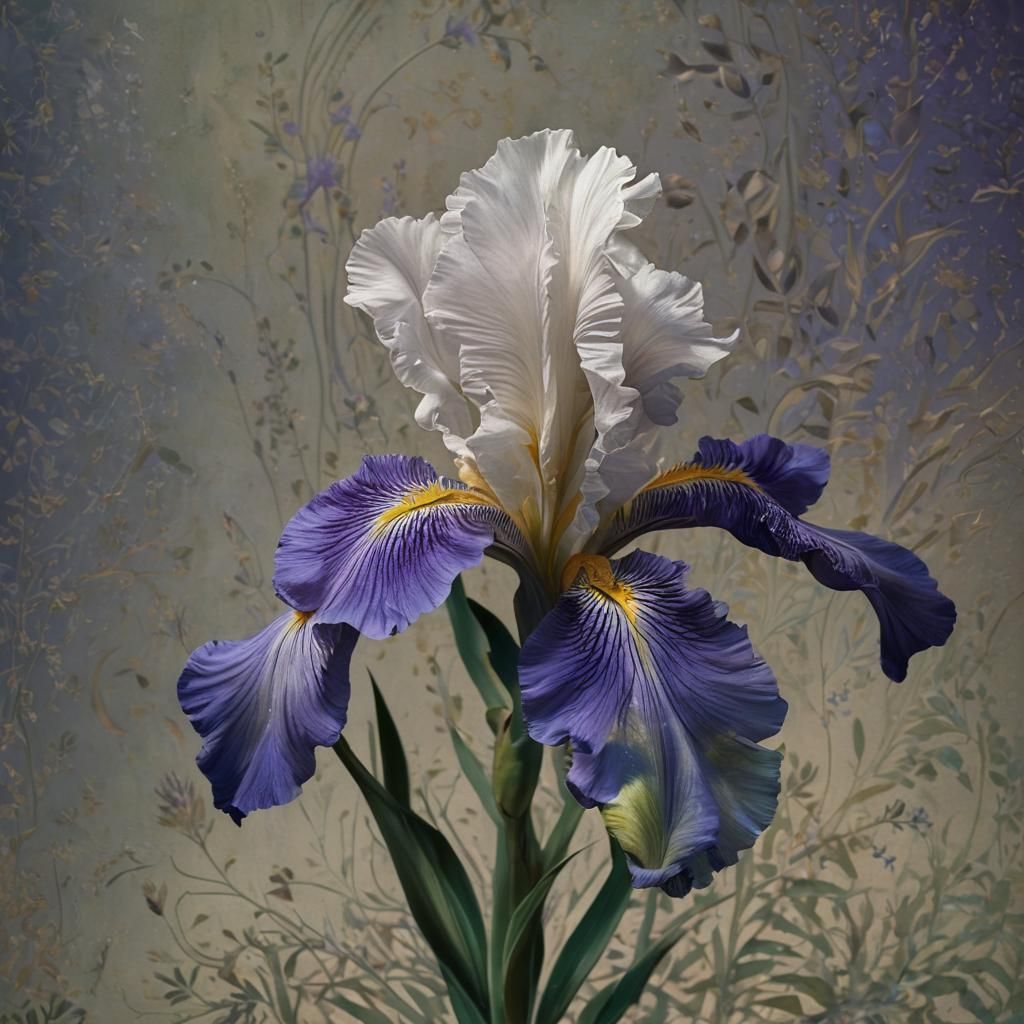 Mystical Iris: Intricate Matte Painting in Purple Hues