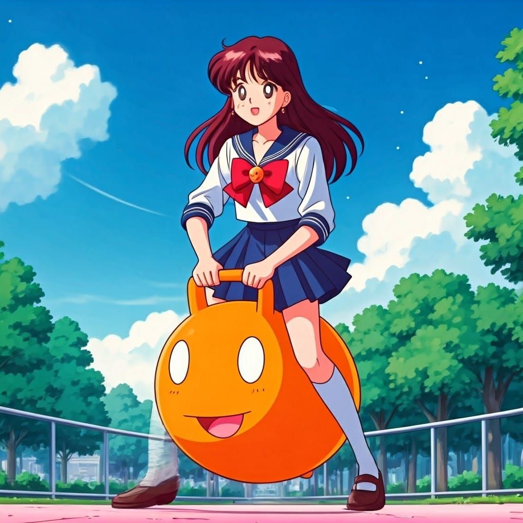 Minako Aino Bouncing on a Space Hopper