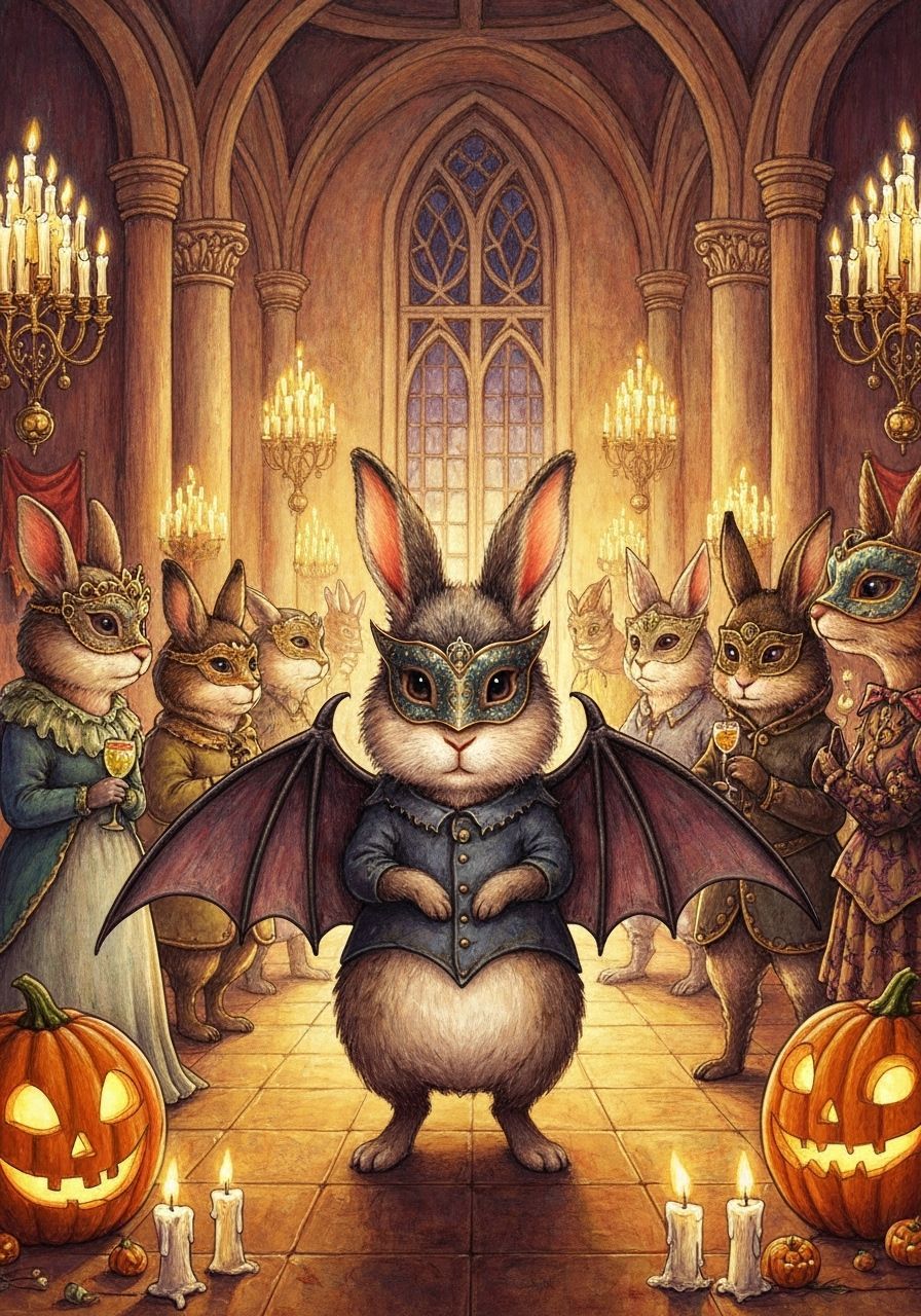 Whimsical Halloween Masquerade Ball with Costumed Animals