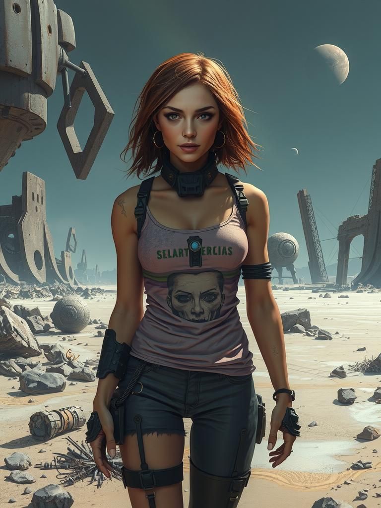 Laughing in Dystopia: A Sci-Fi Wasteland Scene