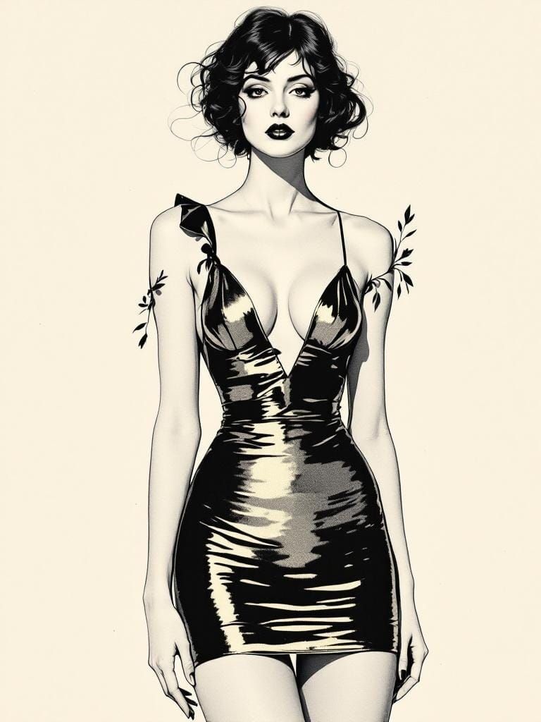 Elegant Pin-Up in Art Nouveau Style