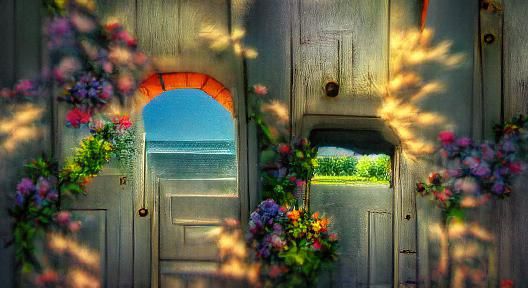 Surreal Doorway to Summer Landscape