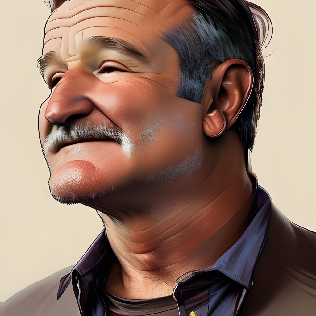 Hyperdetailed Portrait of Robin Williams in Splash Art Style