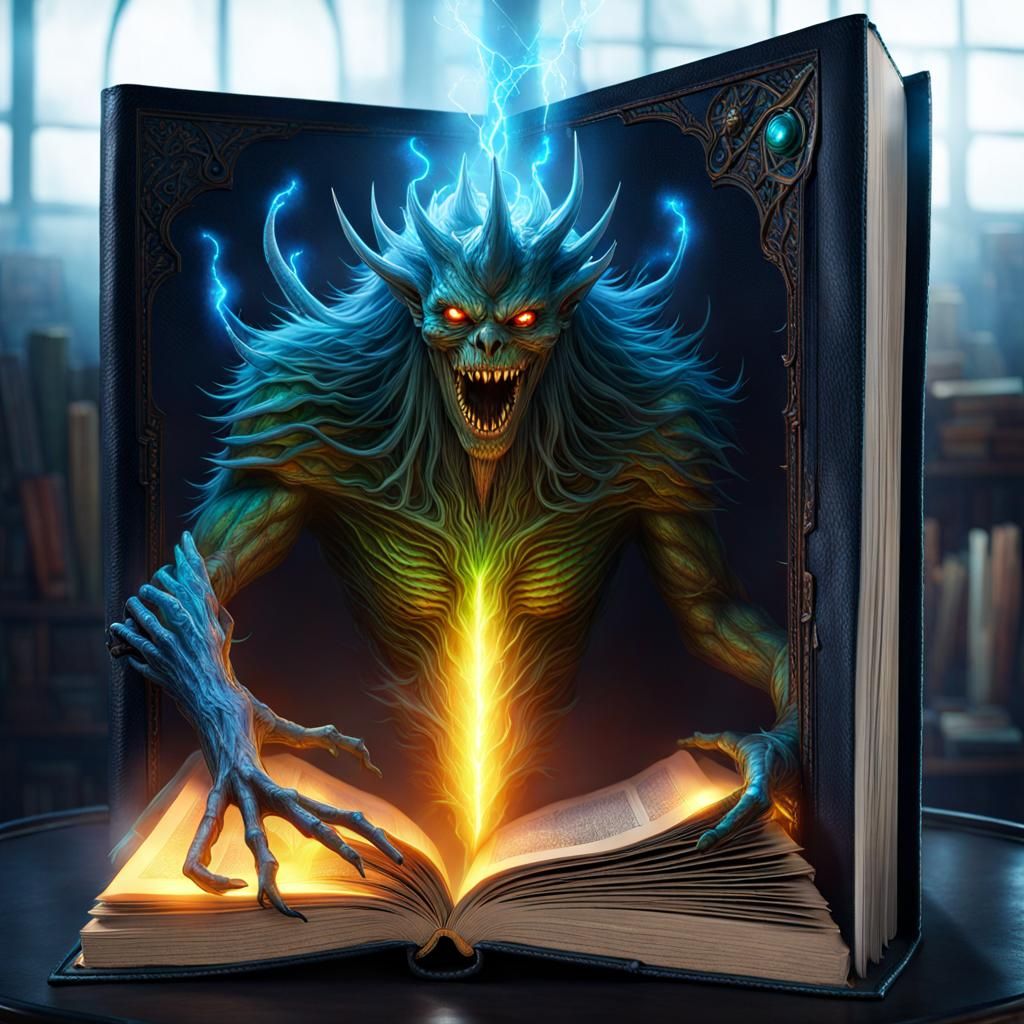 Monster Spirit Emerges from Magic Book