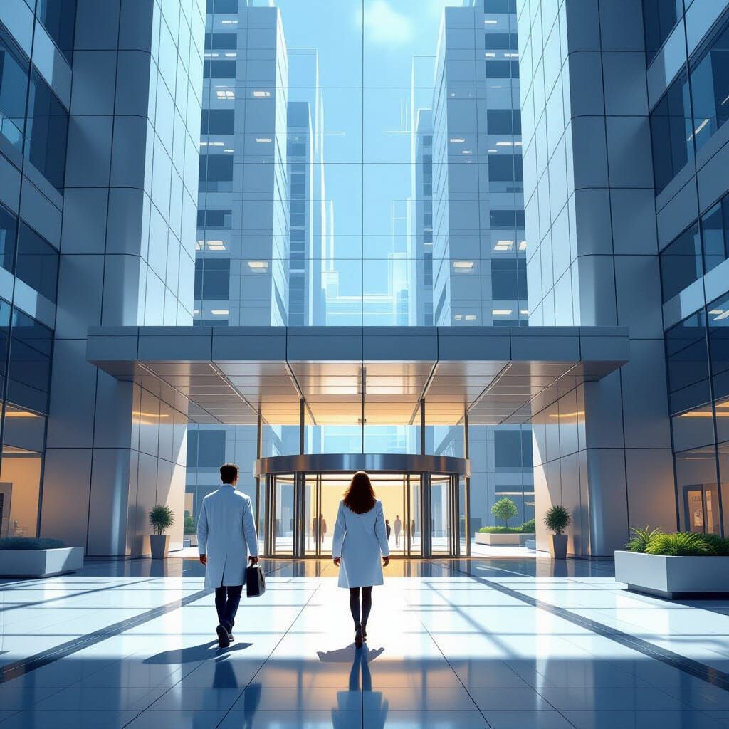 Futuristic US Hospital Entrance in Digital Art Style