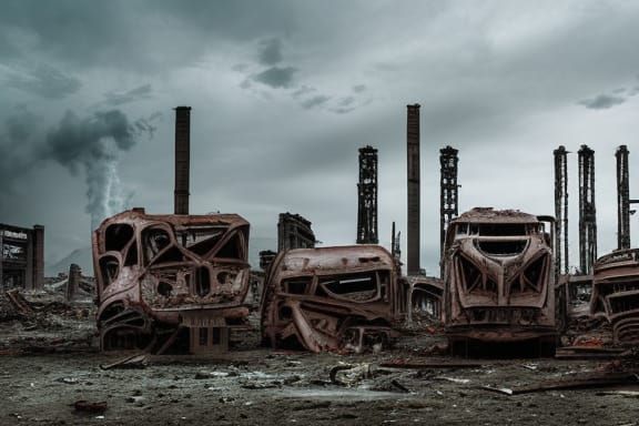 Post-Apocalyptic Wasteland Dystopian Cinematic Photograph