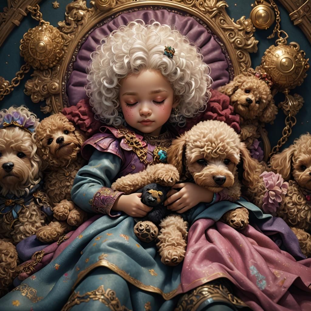 Baby Poodle Sleeps: Detailed Matte Painting
