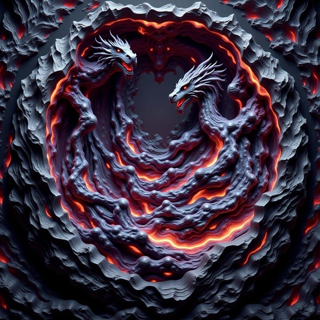 Dragon's Lair in Geode Rock, Hyper-Realistic Fantasy Scene