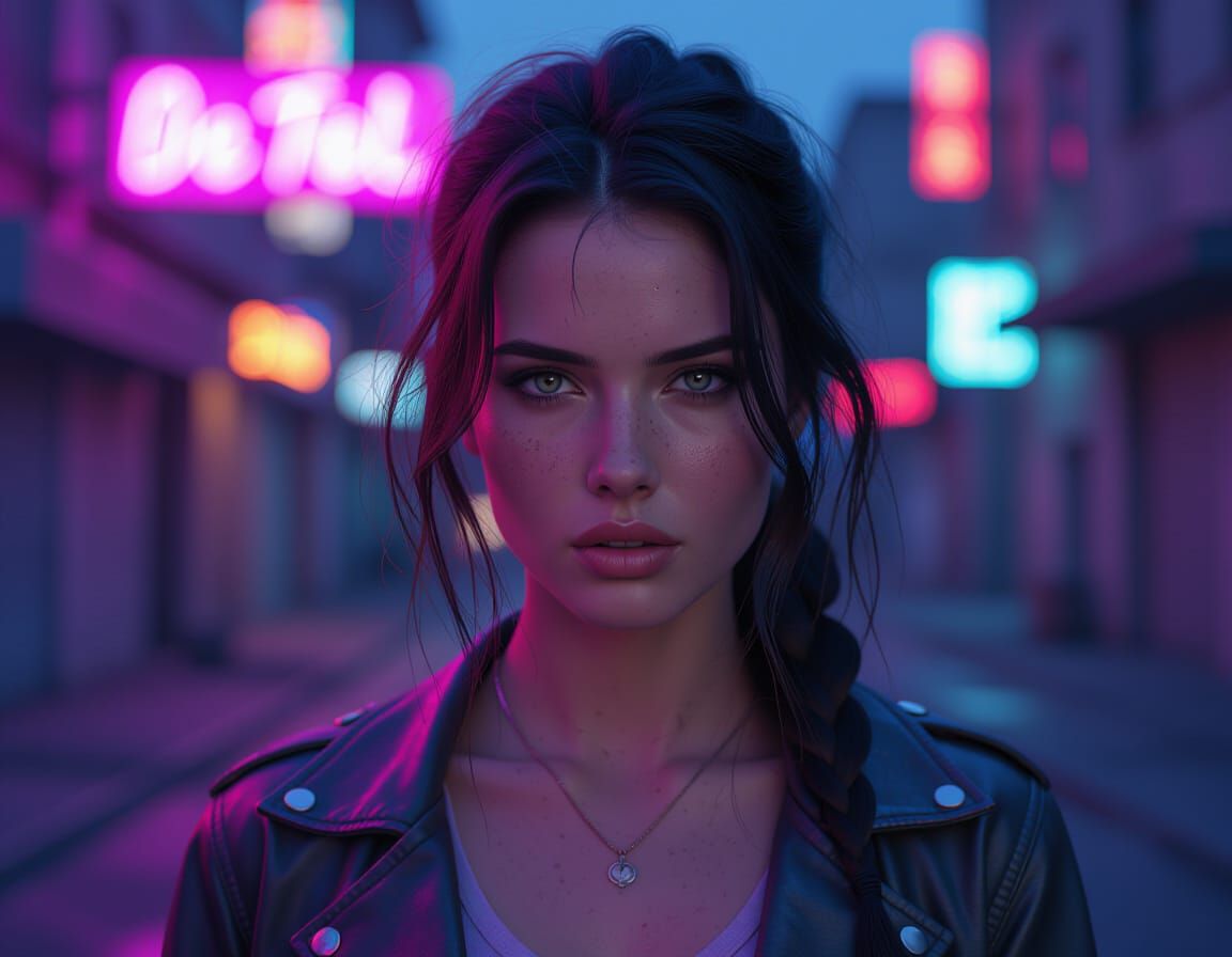 Turbulent Woman Portrait in Desolate Urban Aftermath