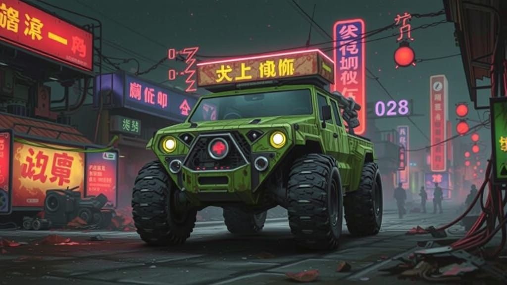 Cyberpunk Survivor in Toxic Chinese Retro City Comic Style